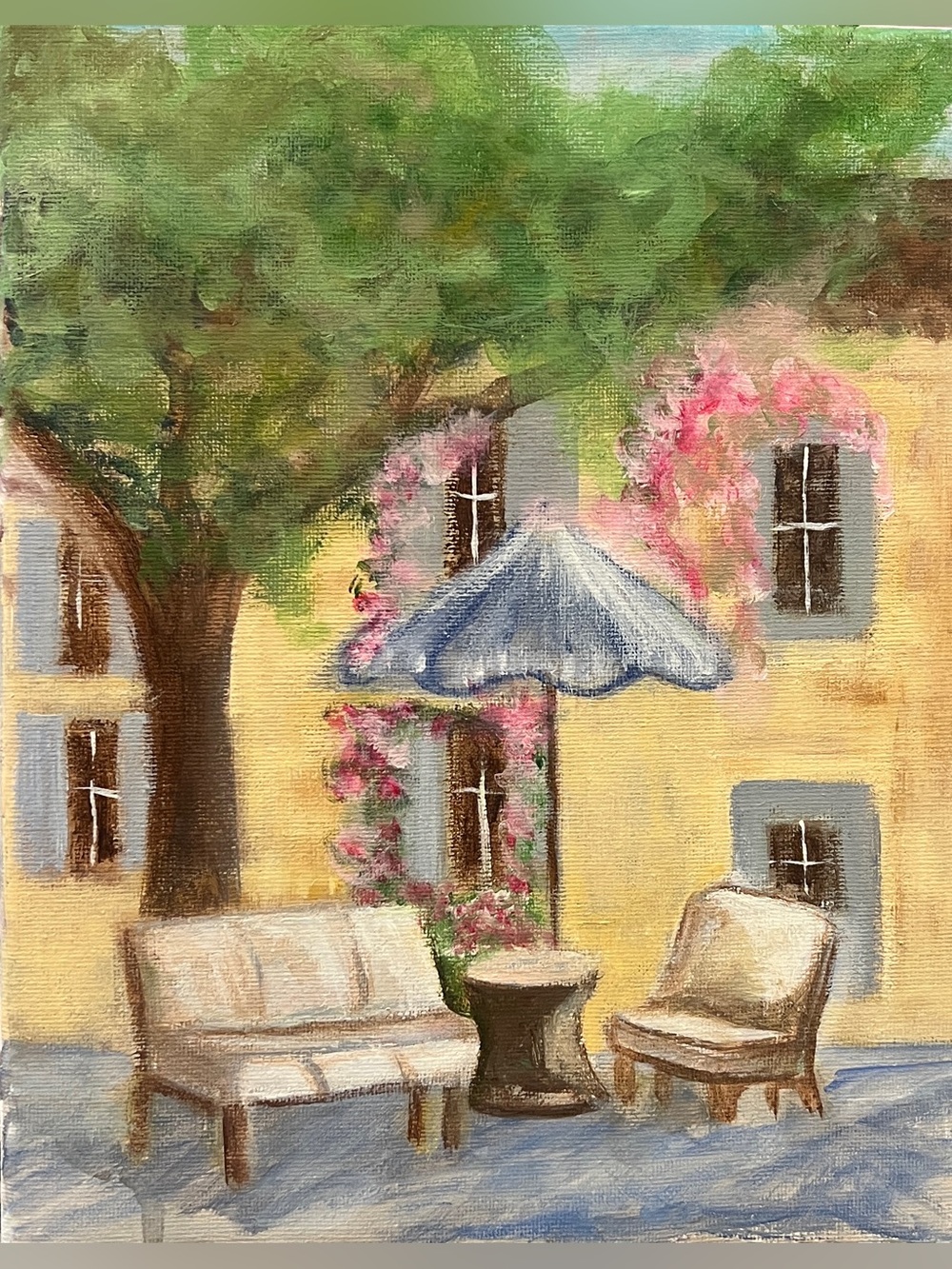 Original handpainted, European villa, romantic cottage Wall Art